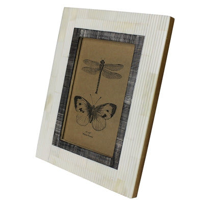 Ribbed Bone & Chagrin Horn Frame - 4x6