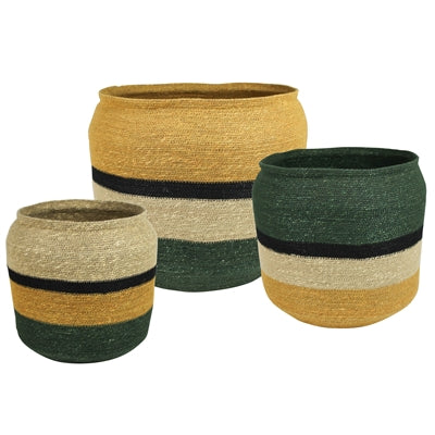 Medina Baskets with Rim, Seagrass, Set of 3