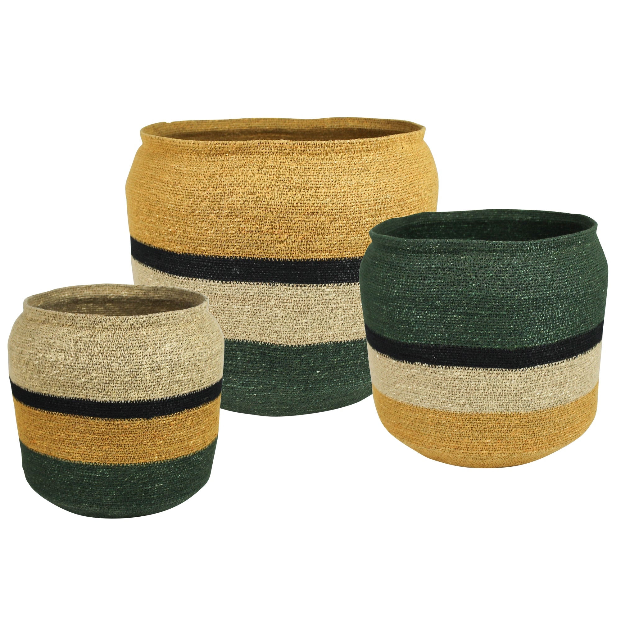 Medina Baskets with Rim, Seagrass, Set of 3