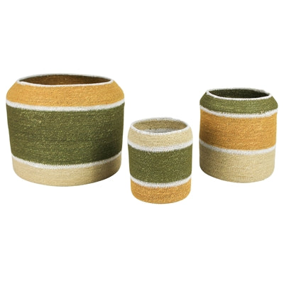 Medina Tapered Rim Baskets, Seagrass, Set of 3