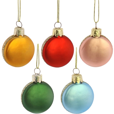 Macaroon Ornaments - Set of 5, Assorted - Gold, Red, Blue, Green, Pink