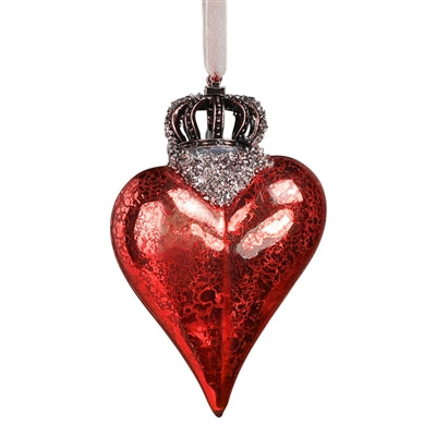 Crowned Heart Ornament, Red