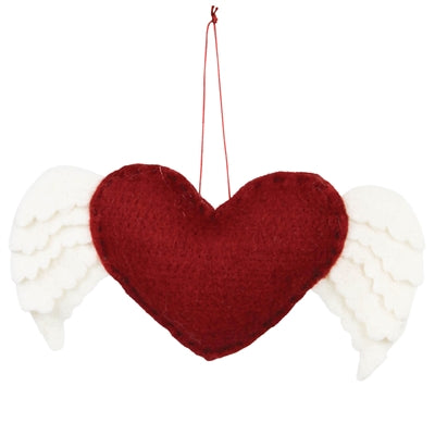 Heart with Wings Ornament, Felt