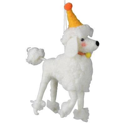 Poodle with Party Hat Ornament, Felt
