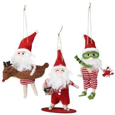 Beach Santas, Felt, Set/3