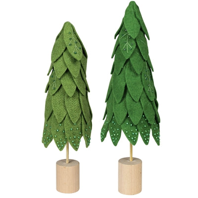 Trees with Embroidered Leaves, Felt, Set/2