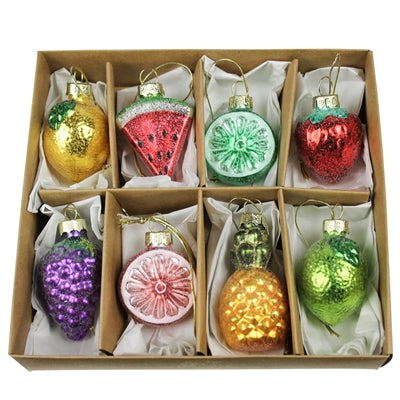 Glass Fruit Ornaments (S/8)