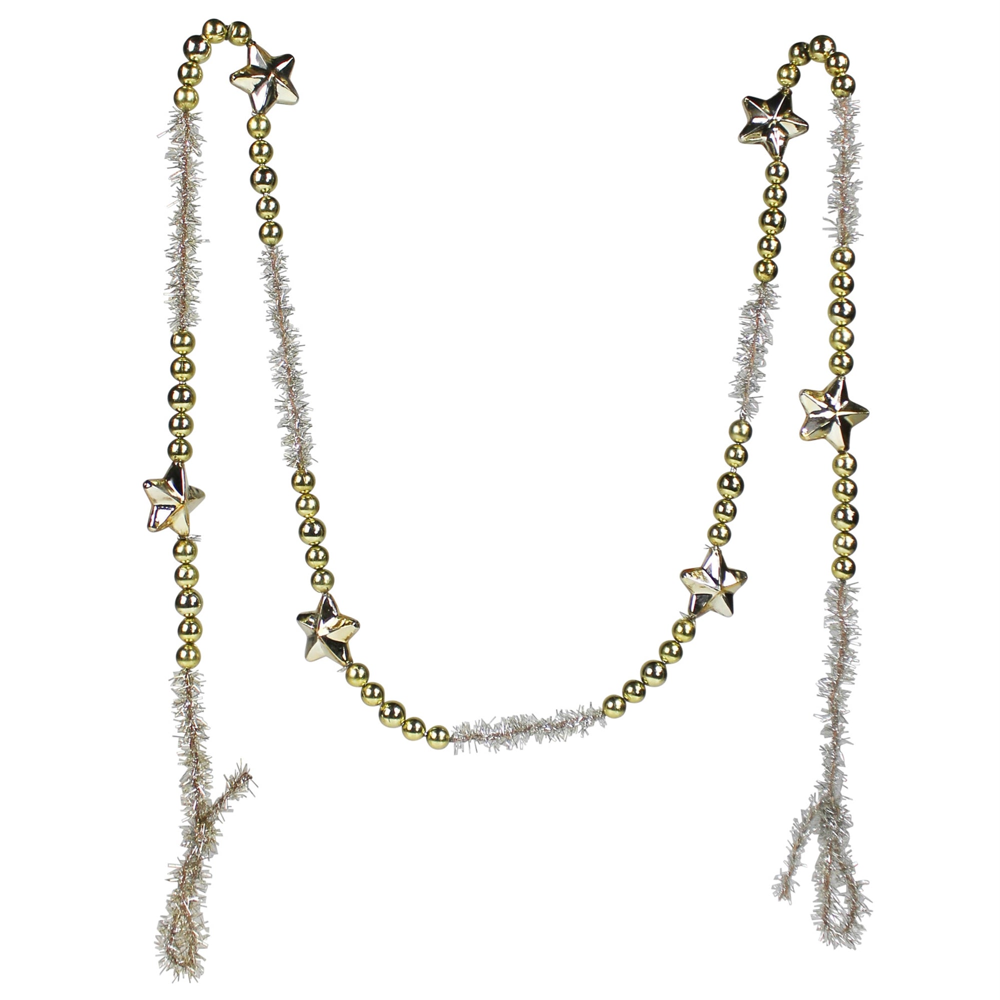 Glass & Tinsel Garland - Gold Stars