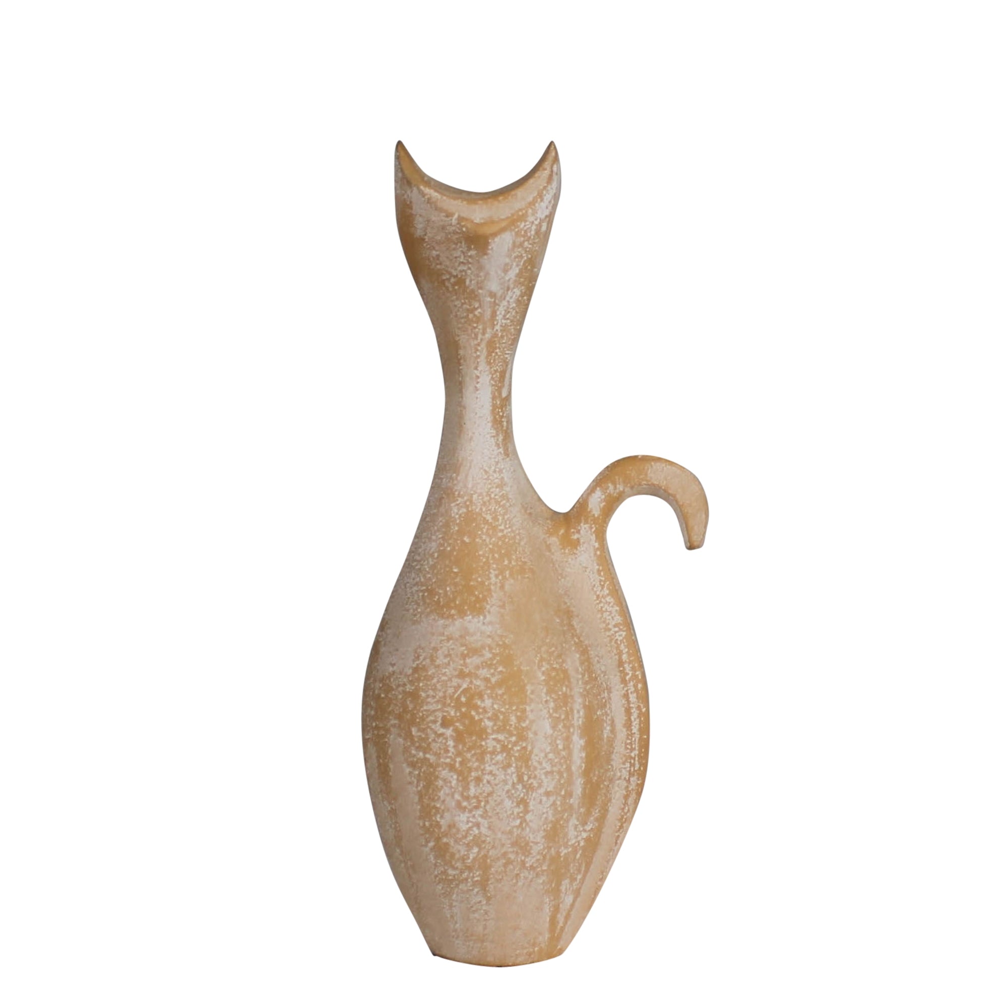 Tall Cat - Sm, Terra Cotta Whitewash