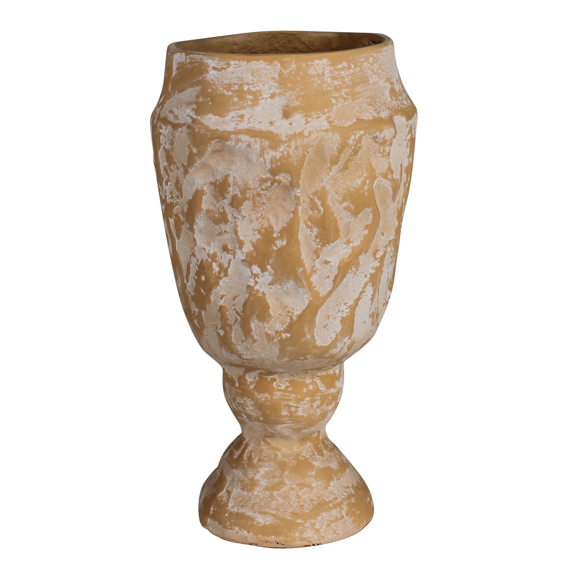 Footed Vase, Terra Cotta Whitewash