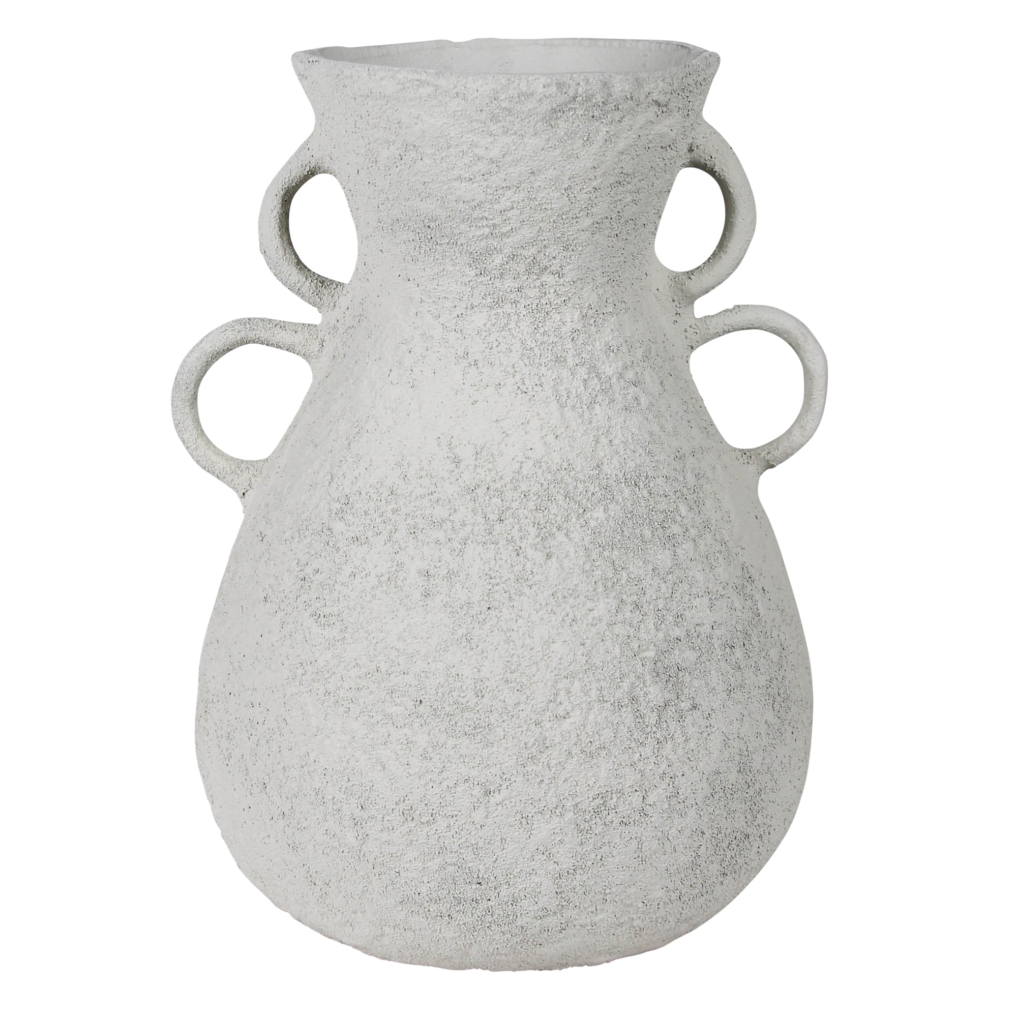 Corsica Vase with Double Handle, White - Lrg
