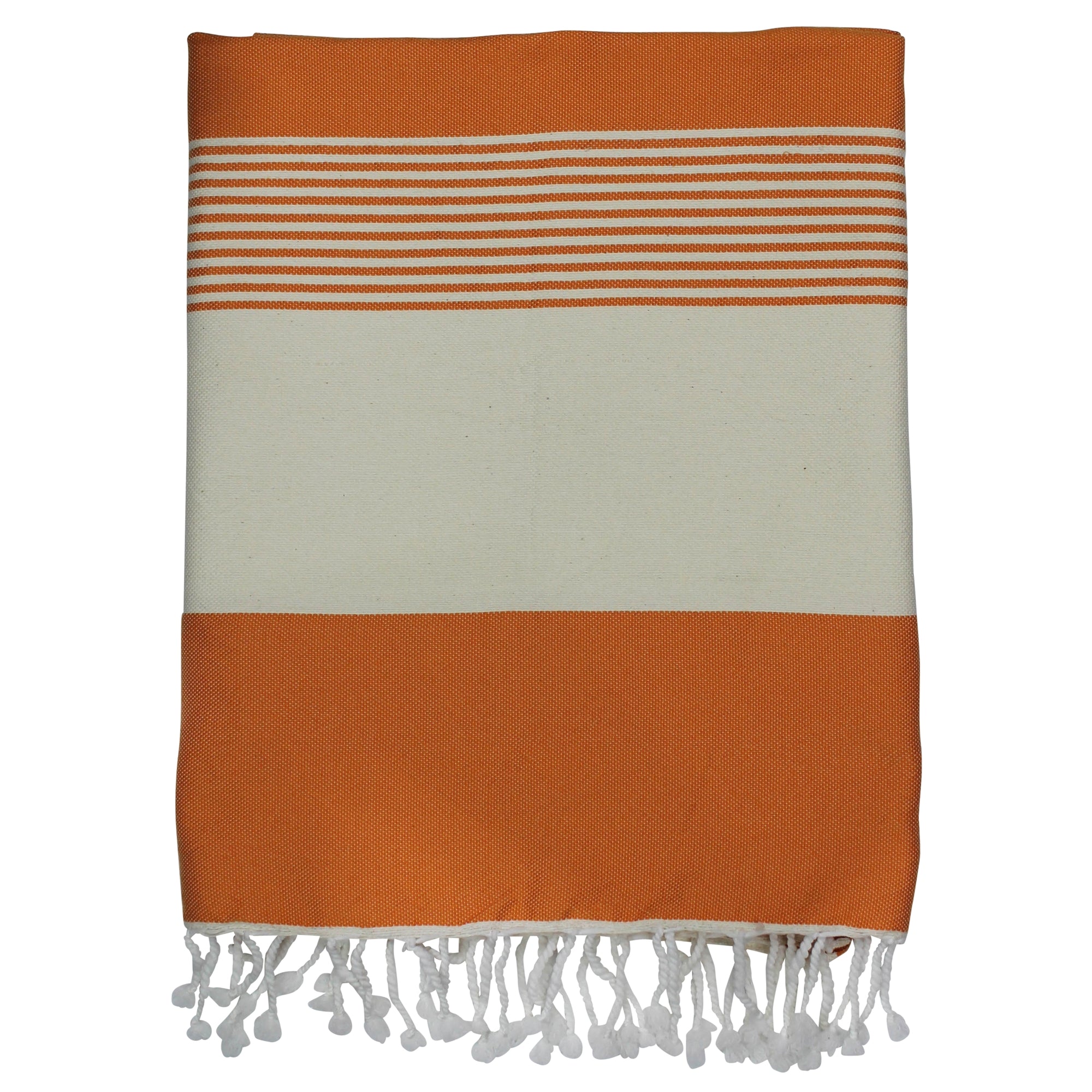 Towel with Solid Stripe, Deep Orange, Cotton