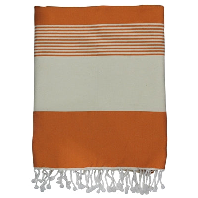 Towel with Solid Stripe, Deep Orange, Cotton