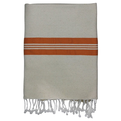 Towel with Wide Stripe, Deep Orange, Cotton