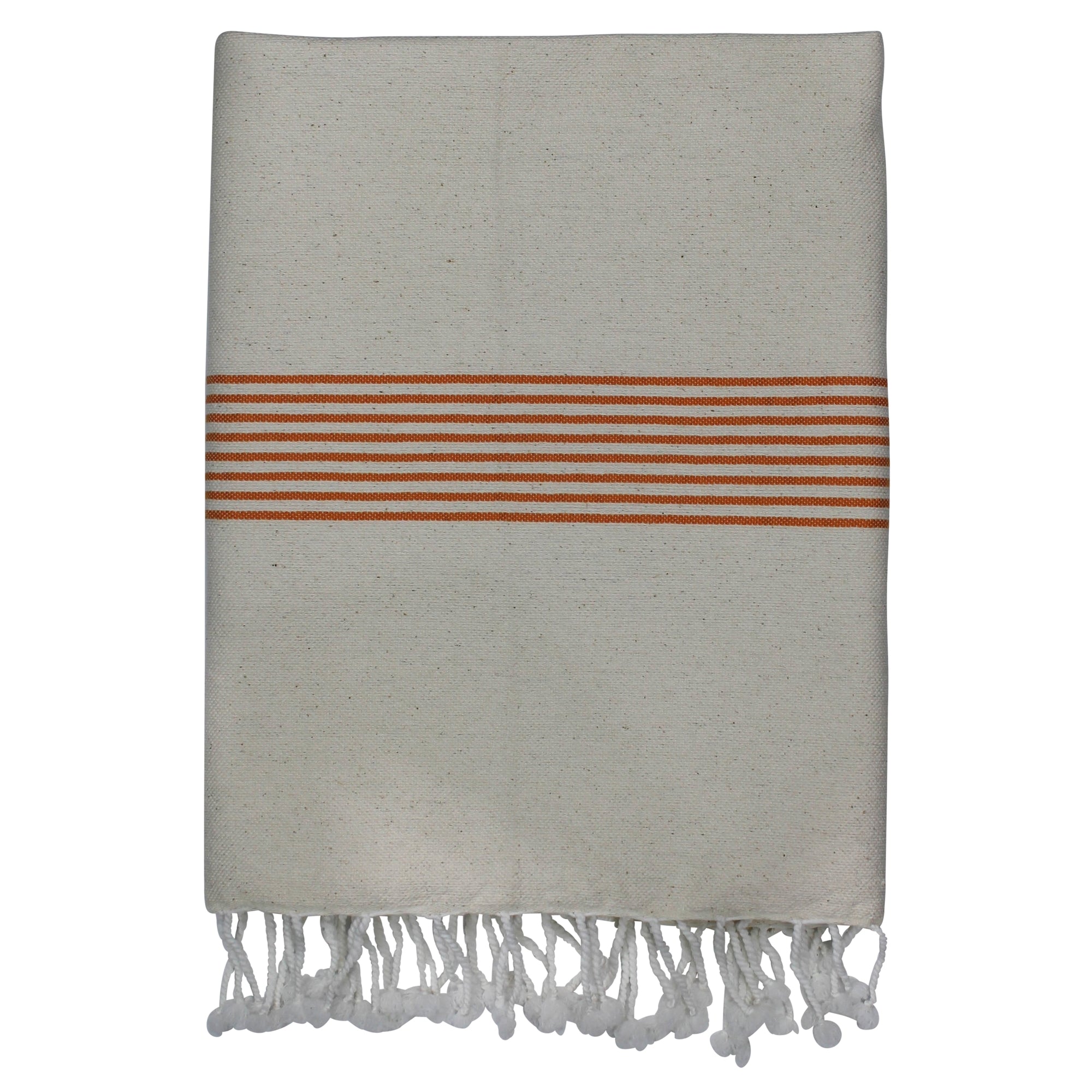 Towel with Narrow Stripe, Deep Orange, Cotton