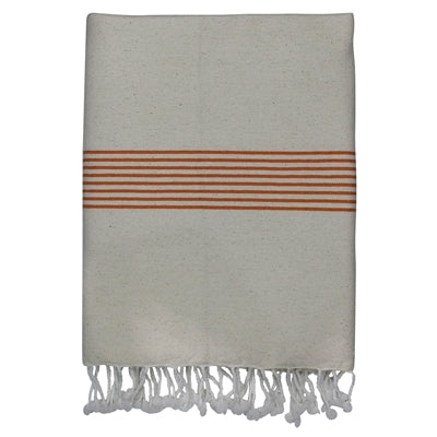 Towel with Narrow Stripe, Deep Orange, Cotton