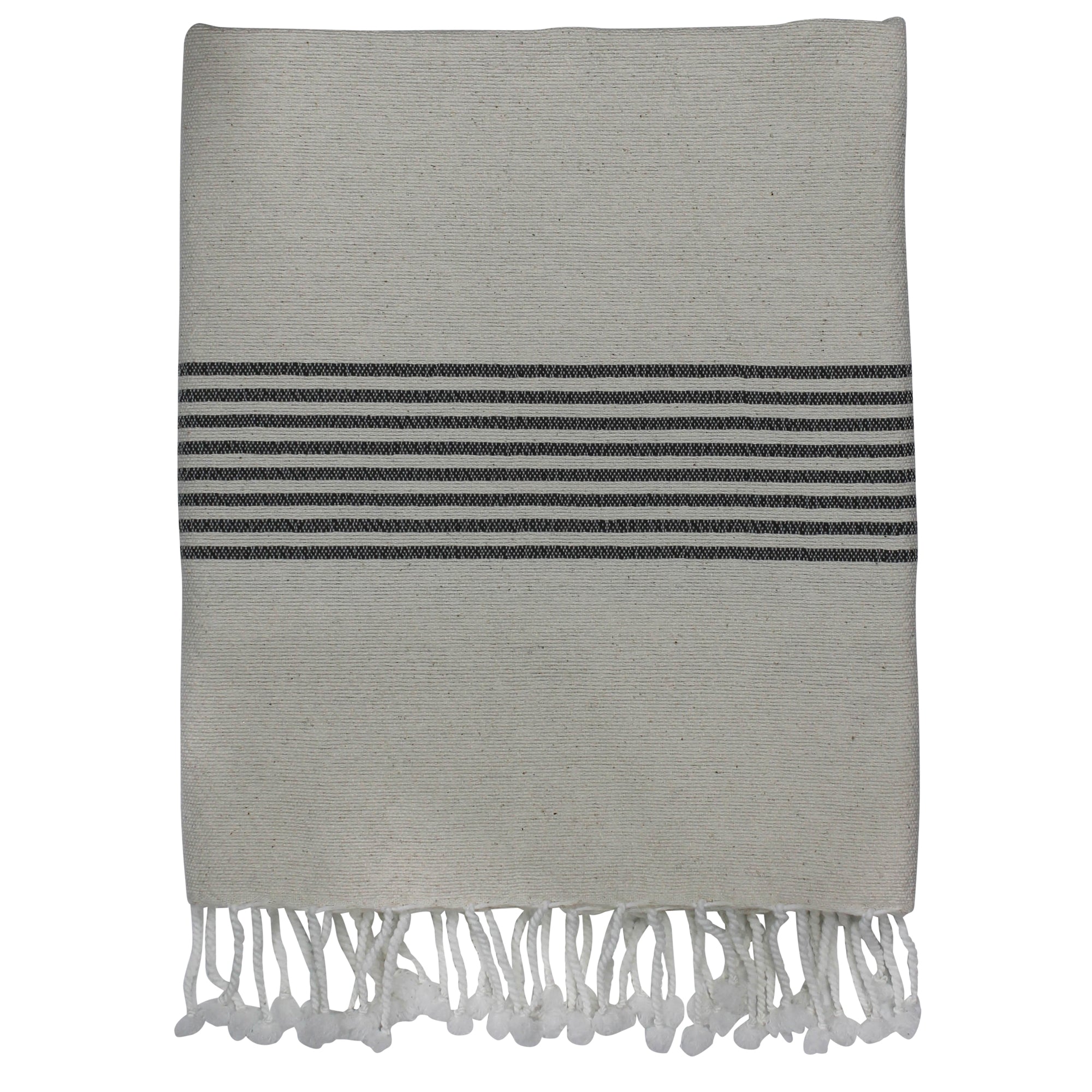Towel with Narrow Stripe, Earthen Grey, Cotton
