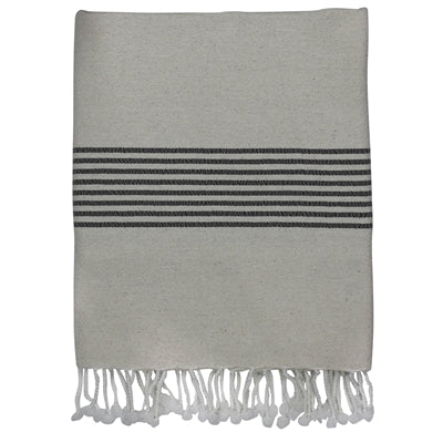 Towel with Narrow Stripe, Earthen Grey, Cotton