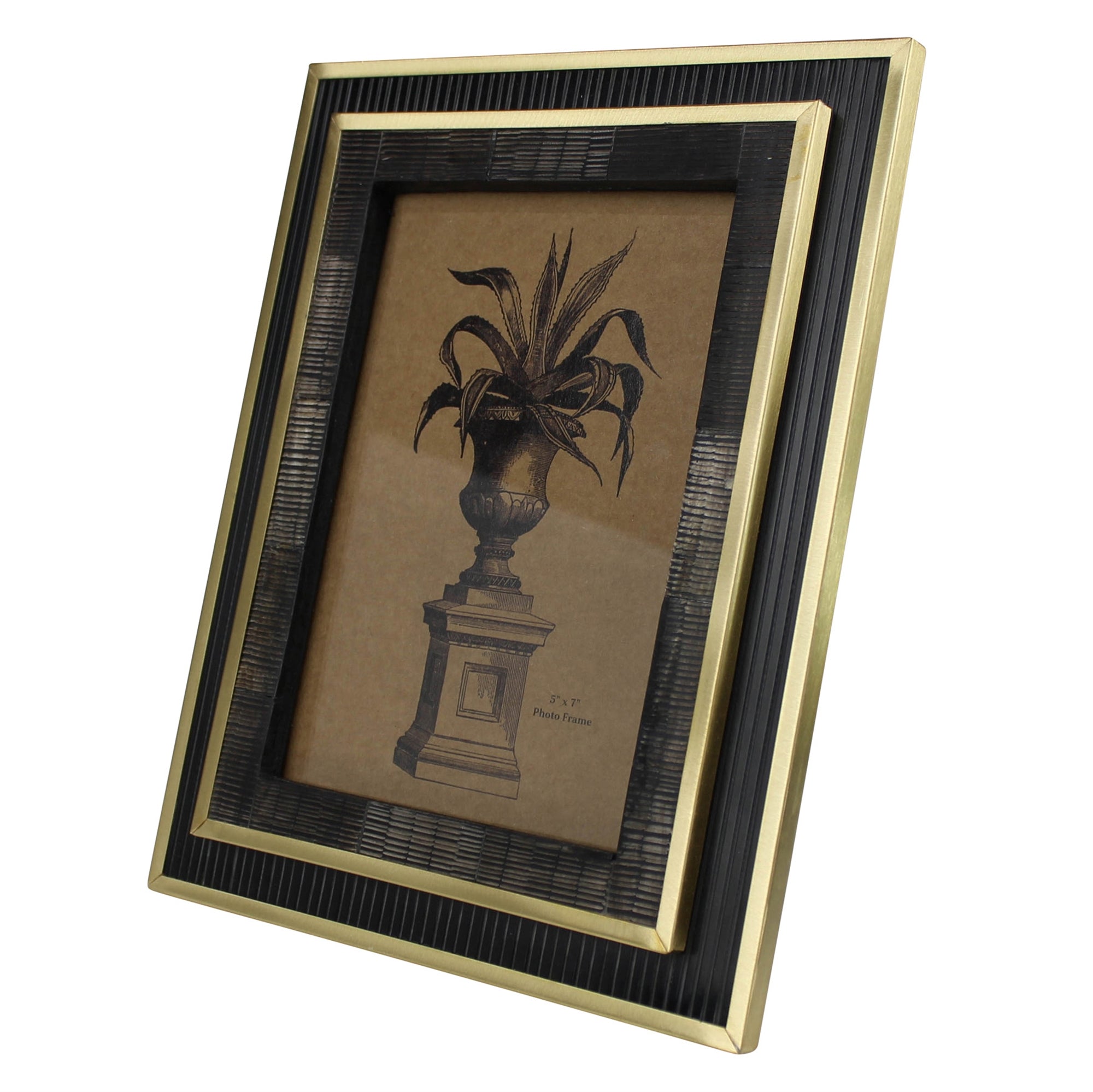 Chiseled Horn Frame, Black & Brass - 5x7