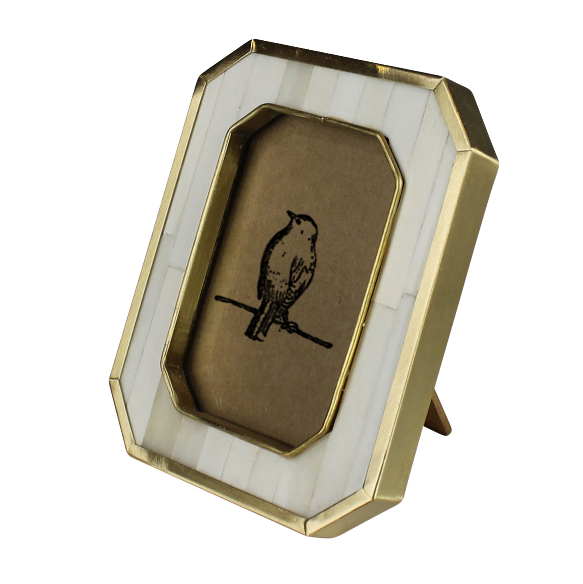 Frame, White Bone with Brass 3x4