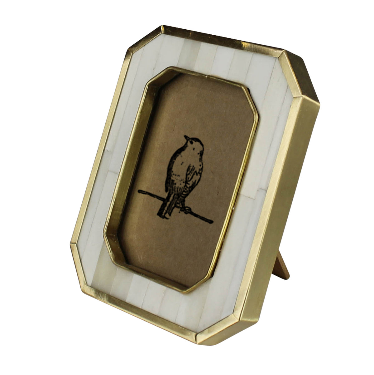 Frame, White Bone with Brass 3x4