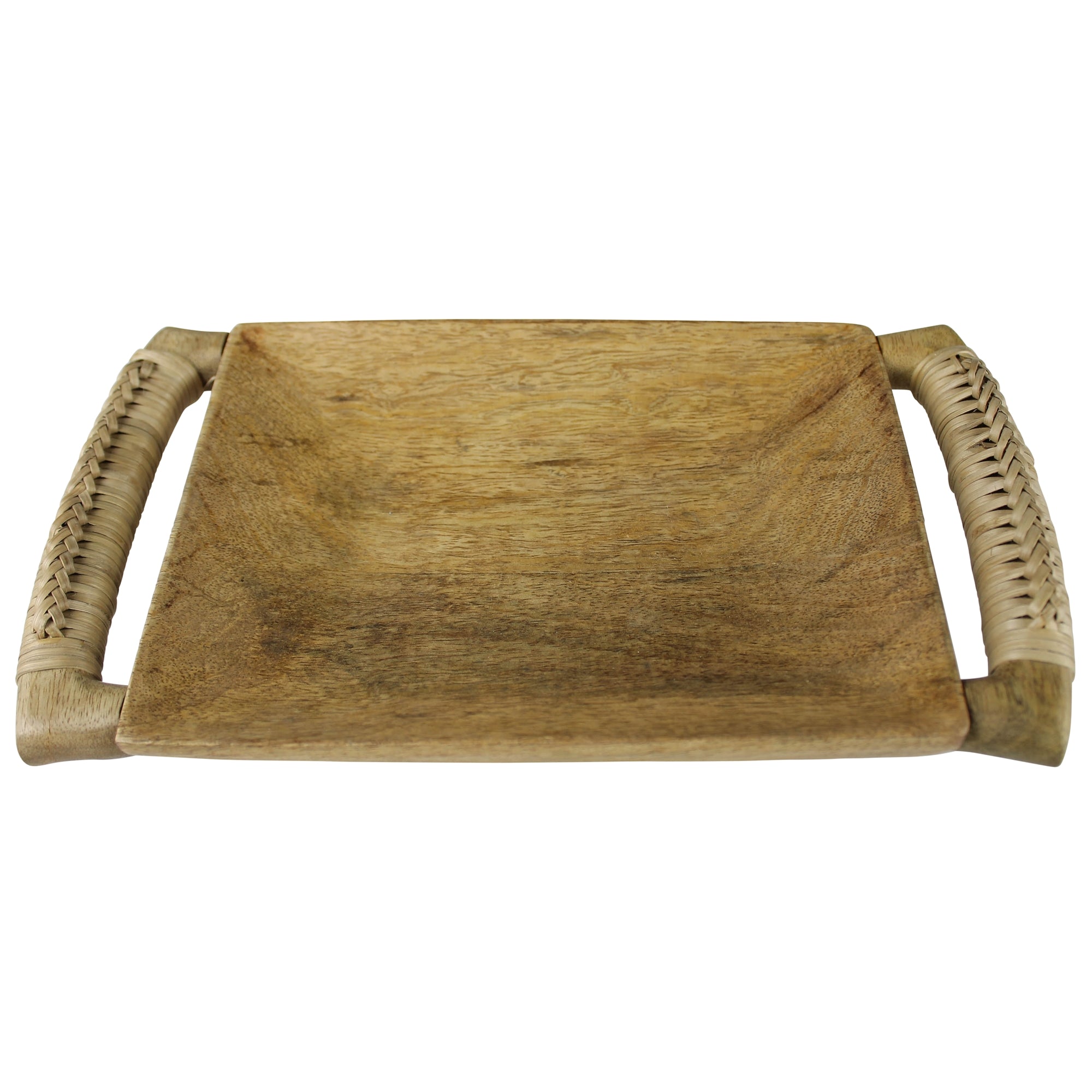 Kota Tray, Wood with Rattan Handles