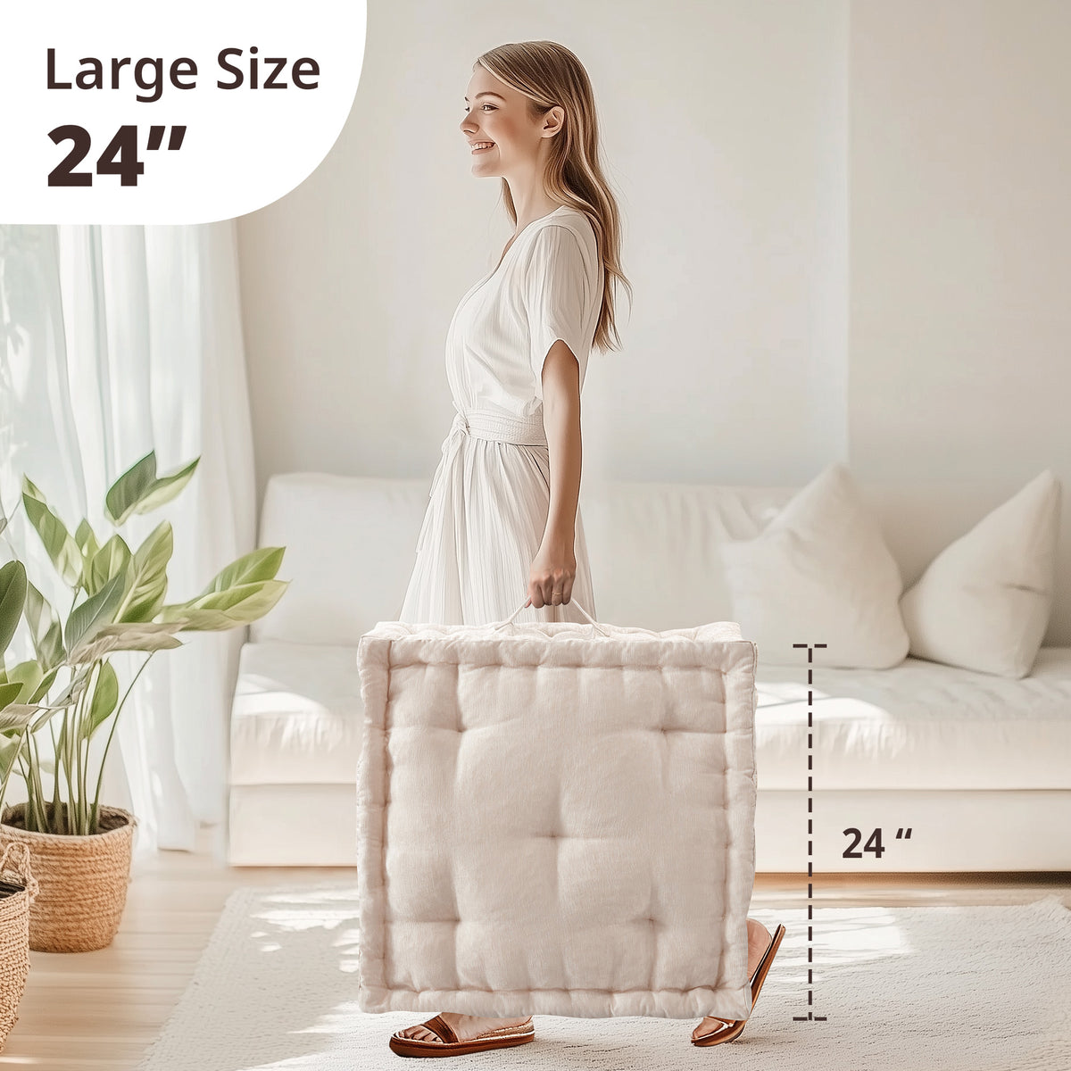 Poly Chenille Square Floor Pillow Cushion