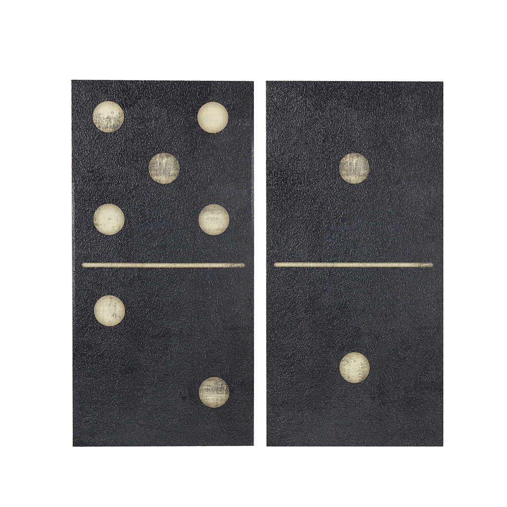 Two Black Dominos Hand Embellished Highland Bull Canvas Wall Art