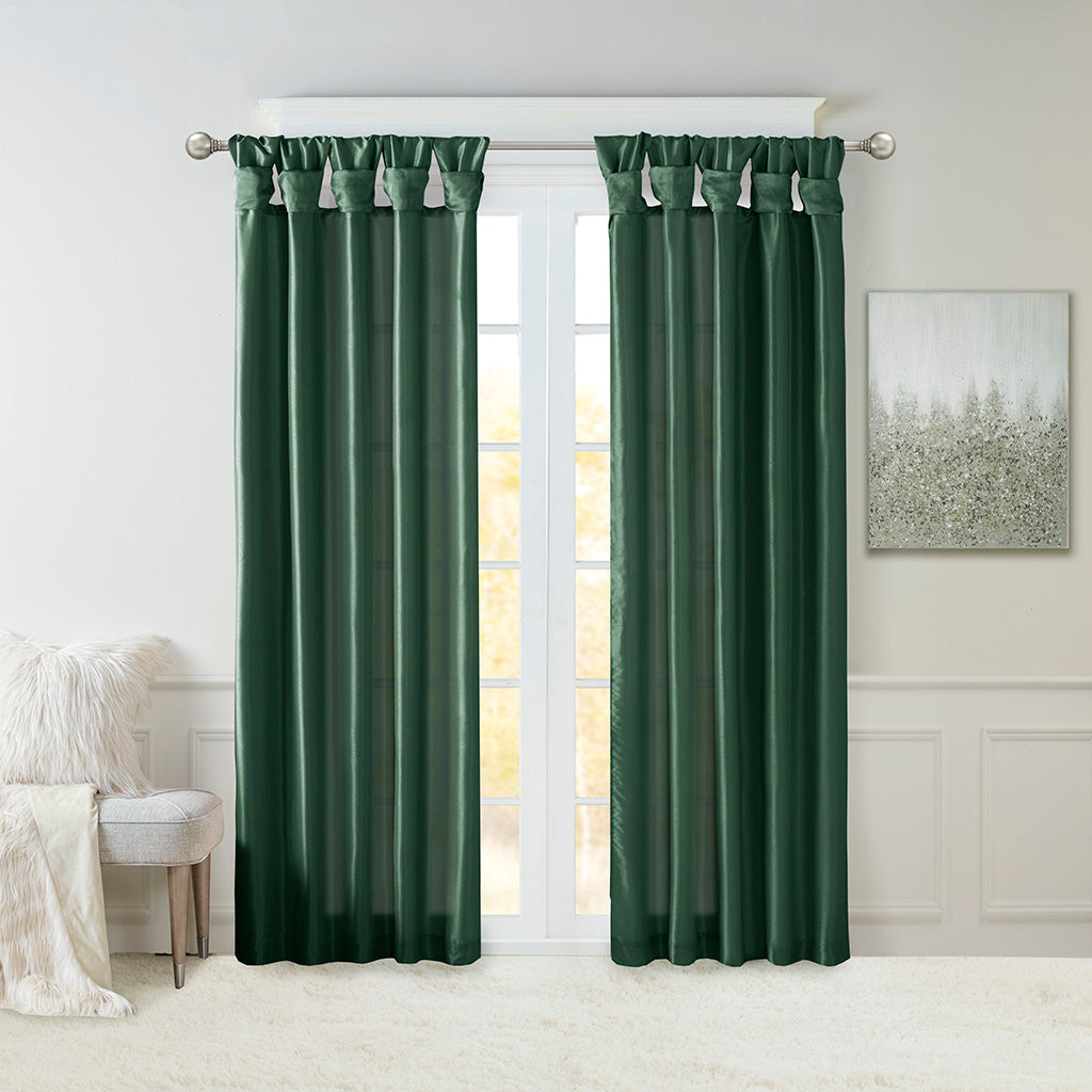 Emilia Twist Tab Lined Window Curtain Panel Pair