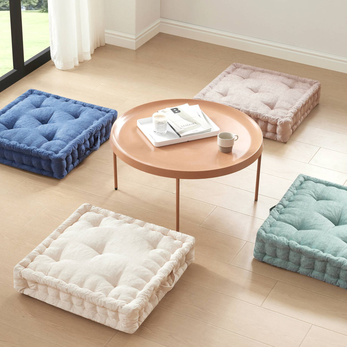 Poly Chenille Square Floor Pillow Cushion