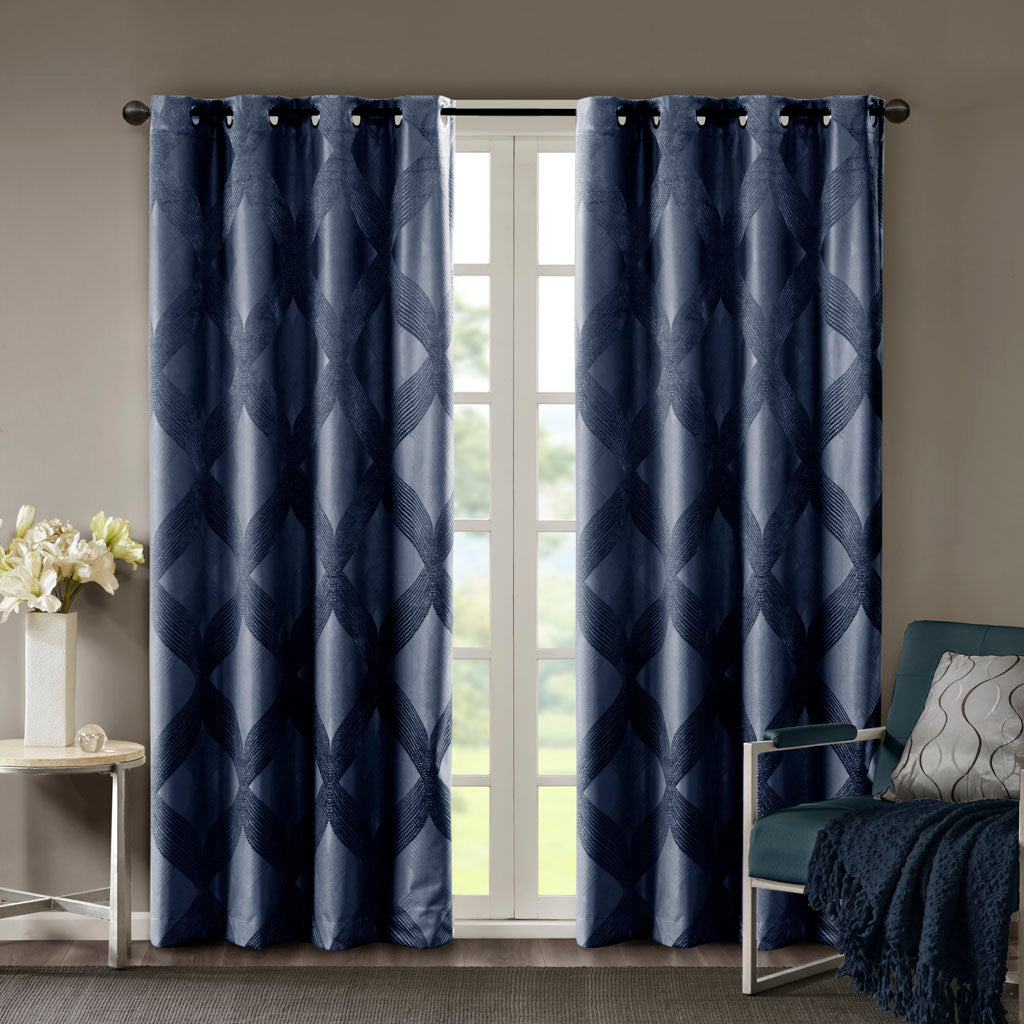 Bentley Ogee Knitted Jacquard Total Blackout Curtain Panel