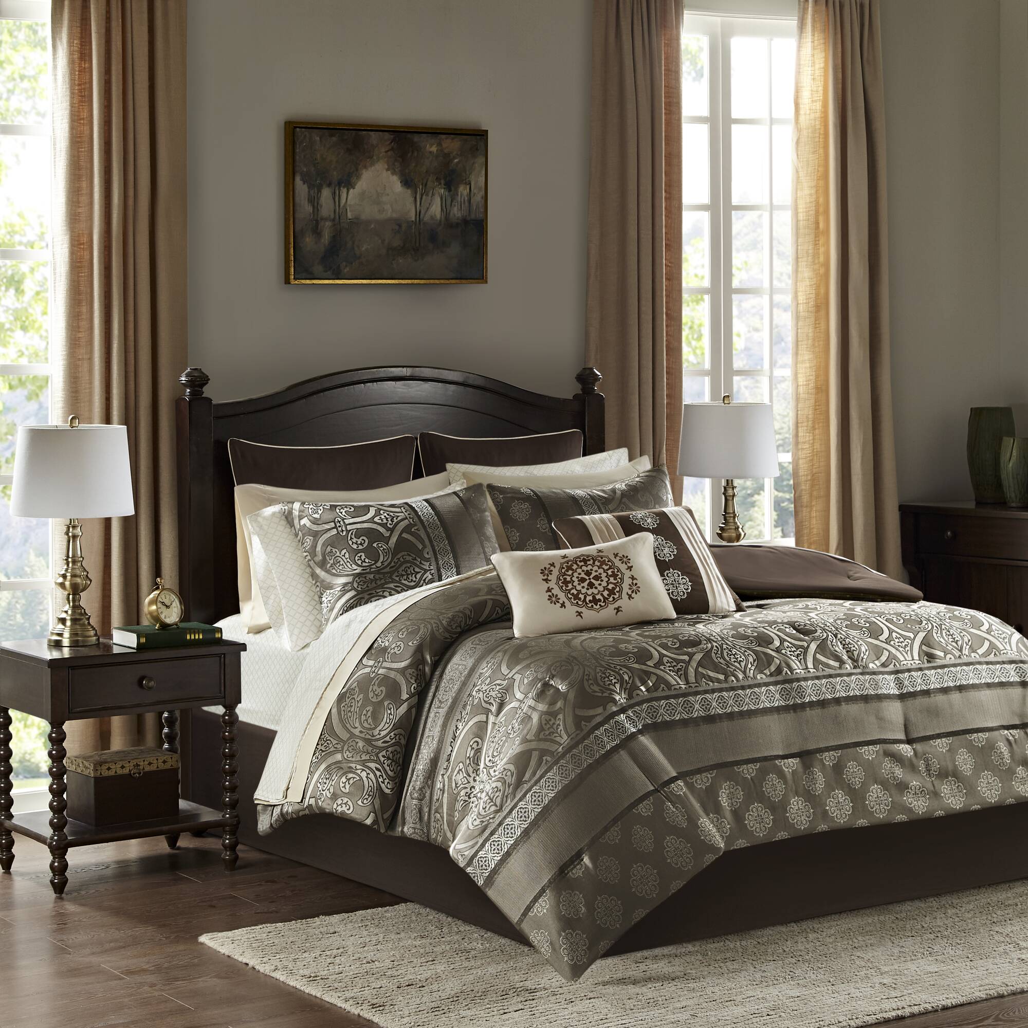 Zara 16 Piece Jacquard Comforter Set with 2 Bed Sheet Sets