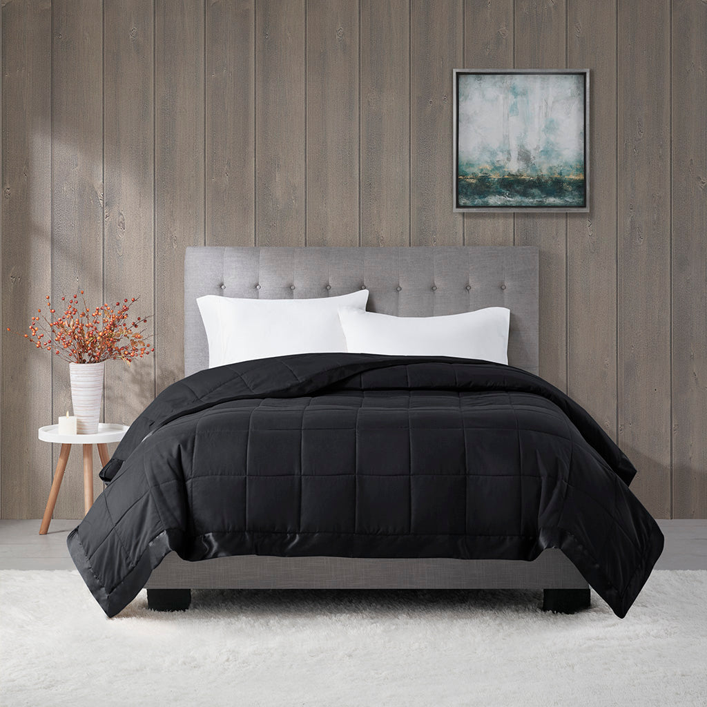 Lightweight Down Alternative Blanket with Satin Trim