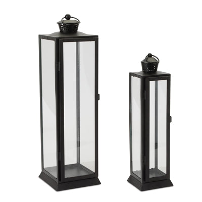 Lantern (Set of 2) 14.75"H, 19"H Iron/Glass