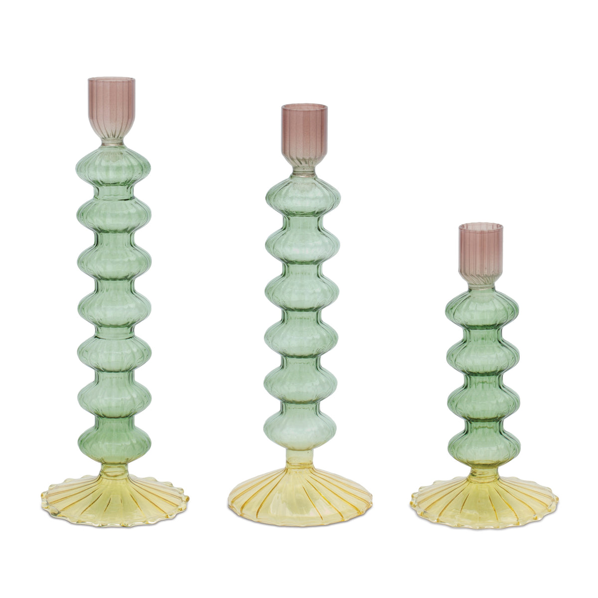 Taper Candle Holder (S/3) 6.5"H, 9"H, 9.75"H Glass