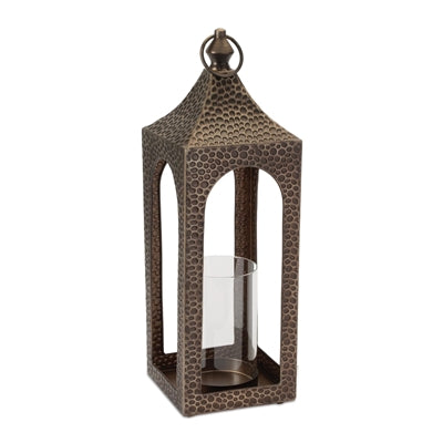 Lantern 24.5”H Iron/Glass