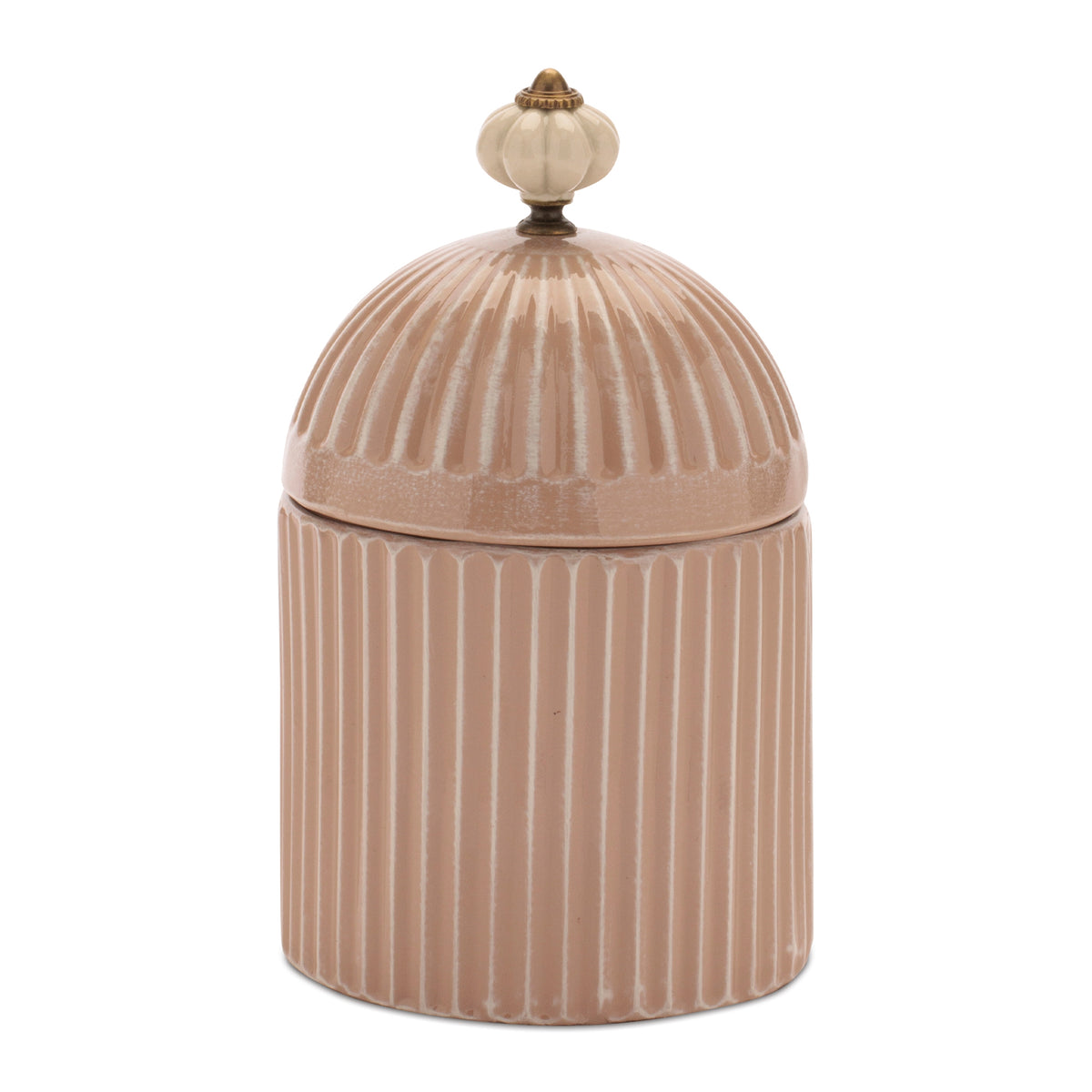 Canister w/Lid 4.75"D x 8"H Iron/Ceramic