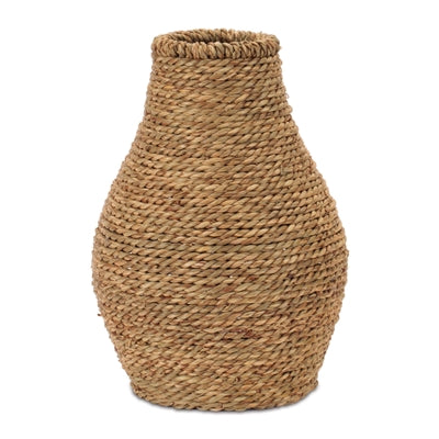 Vase 11.25”H Plywood/Seagrass