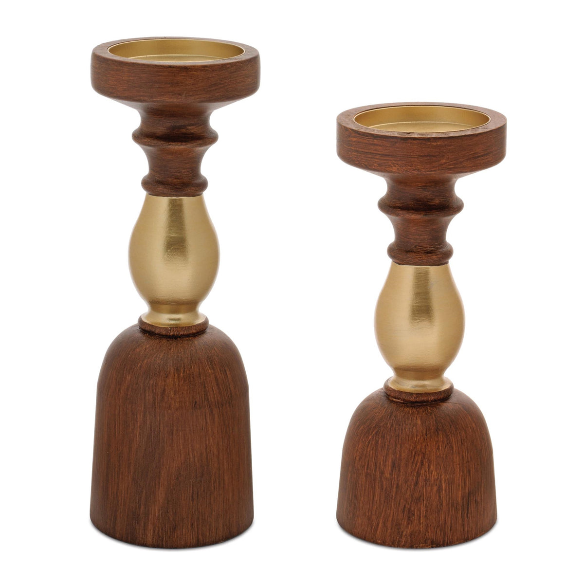 Candle Holder (S/2) 10"H, 11.5"H Wood/Iron