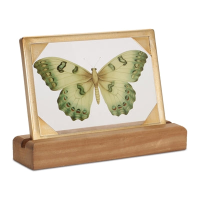 Butterfly Décor 9"L x 6"H Wood/Glass/Iron