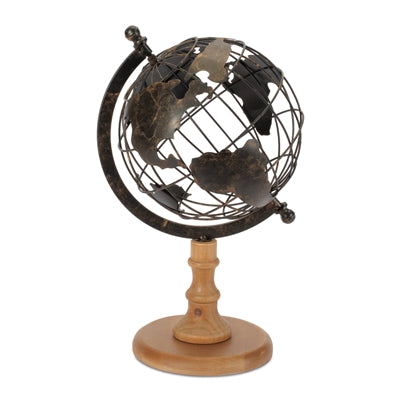 Globe Décor 14.5”H Iron/Wood