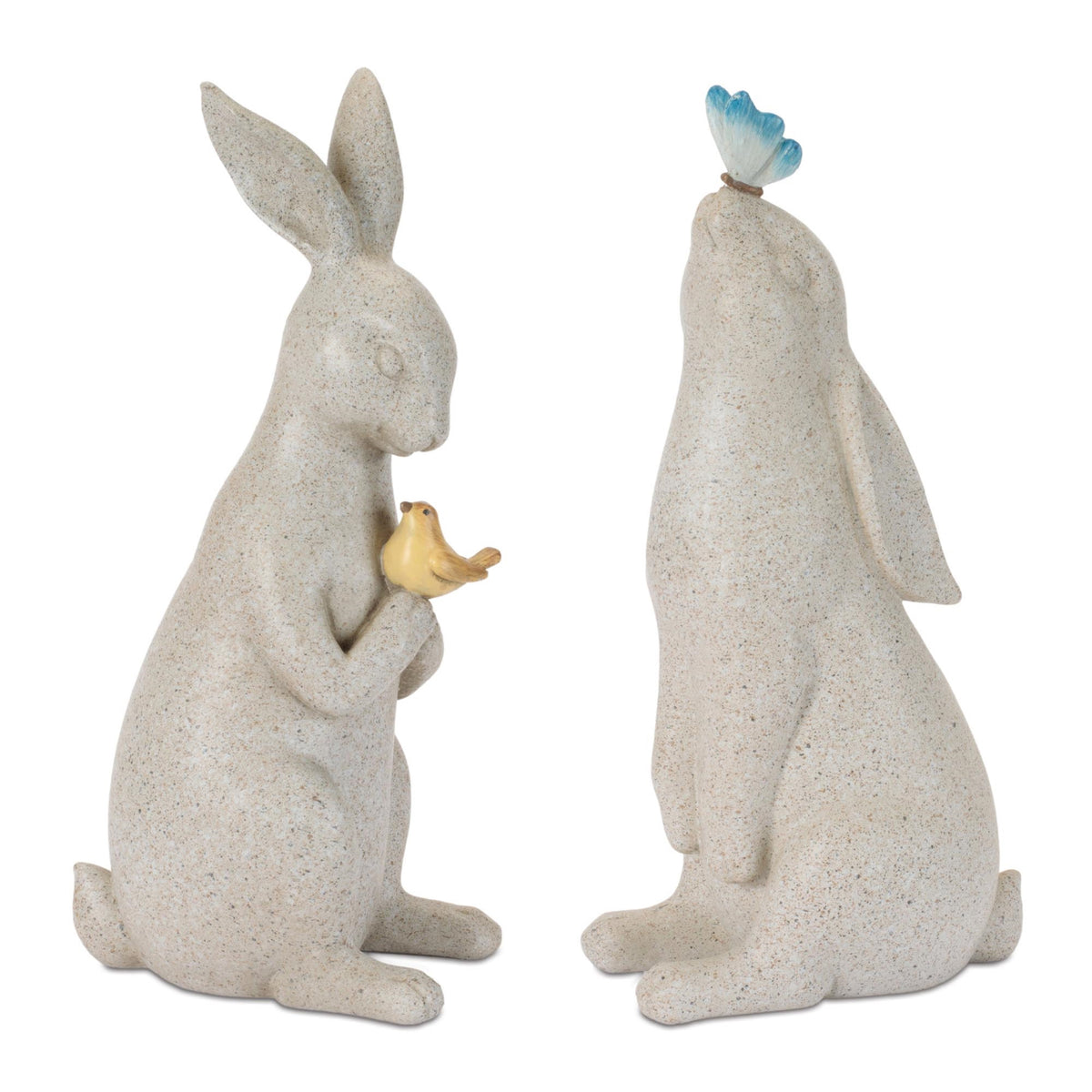 Rabbit w/Bird & Butterfly (S/2) 10”H Resin
