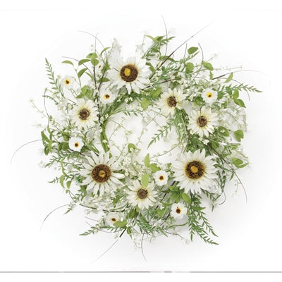 Mixed Sunflower Wreath 24”D Polyester/Plastic