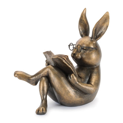 Rabbit Reading 5.25”H Resin