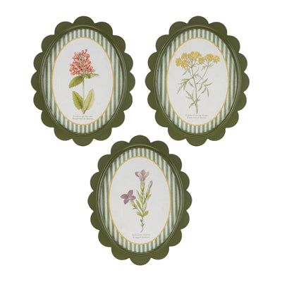 Floral Plaque (3 Asst) 12”H Wood/Glass