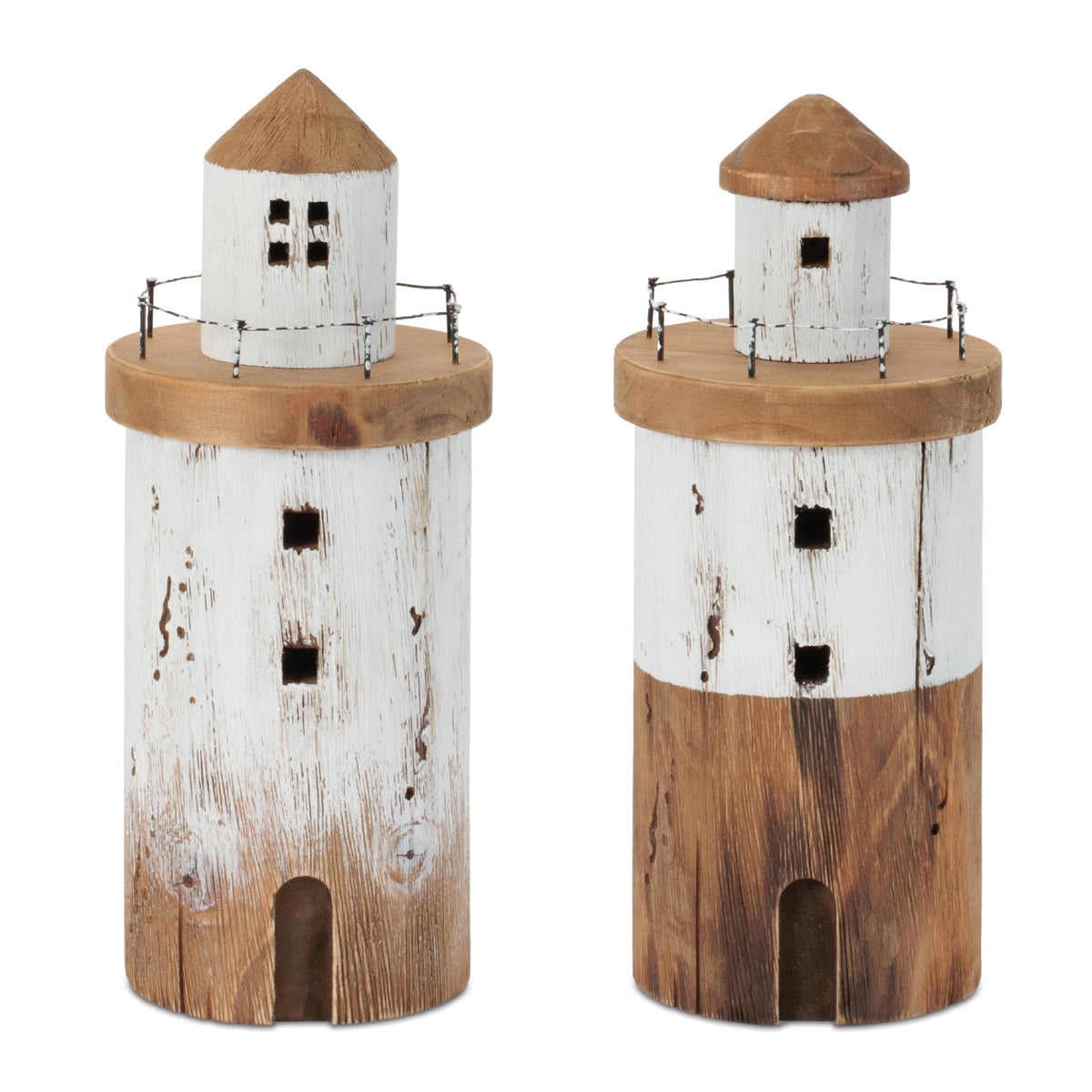 Lighthouse (S/2) 10.25”H Wood/Iron