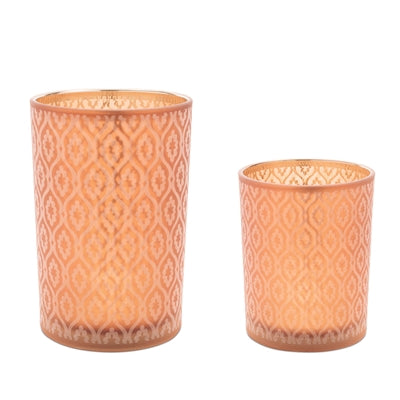 Candle Holder (Set of 2) 4"D x 5"H, 4.5"D x 7"H Glass