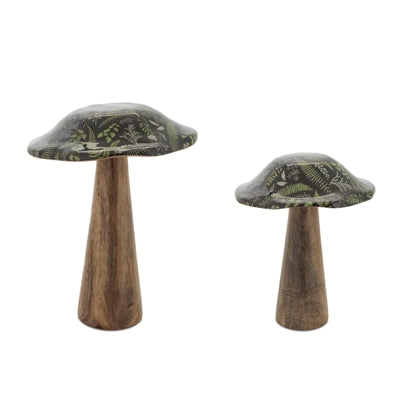 Mushroom (Set of 2) 5.25"H, 6.5"H Wood