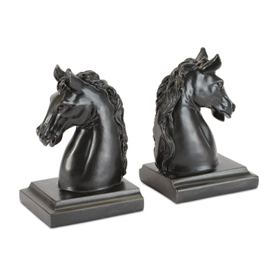 Horse Bust Bookends (Set of 2) 3.75"L x 6.5"H Resin