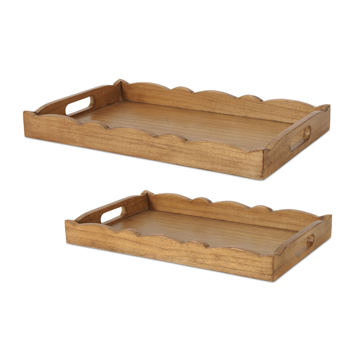 Tray (S/2) 16"L x 10"W x 1.75"H, 19"L x 12"W x 2"H Wood/MDF